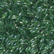 Miyuki Bugle Beads Stäbchen gedreht 6mm 0179 transparent rainbow Green ca10gr